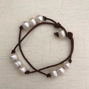 Leather & Pearl Bracelet